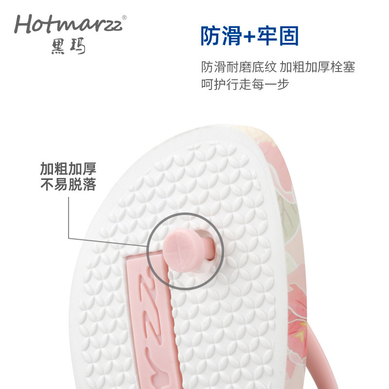 hotmarzz黑玛 女士花朵拖鞋休闲防滑PVC人字拖室内居家浴室拖批发|undefined