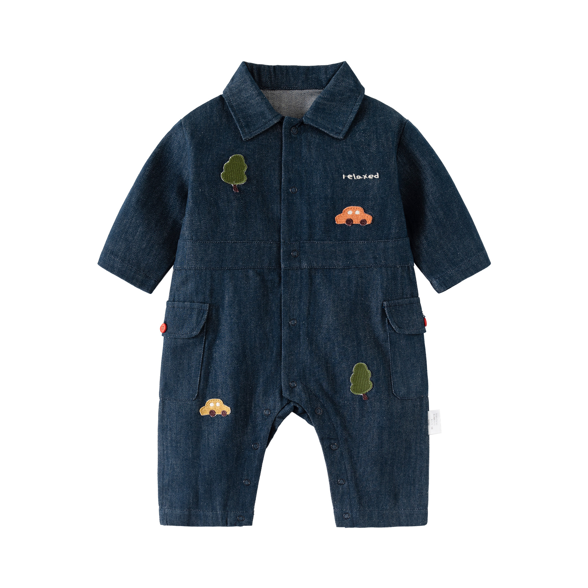 Autumn New Baby Full Moon and New Year's Clothing Casual Embroidered Harper Dark Wash Denim Overalls