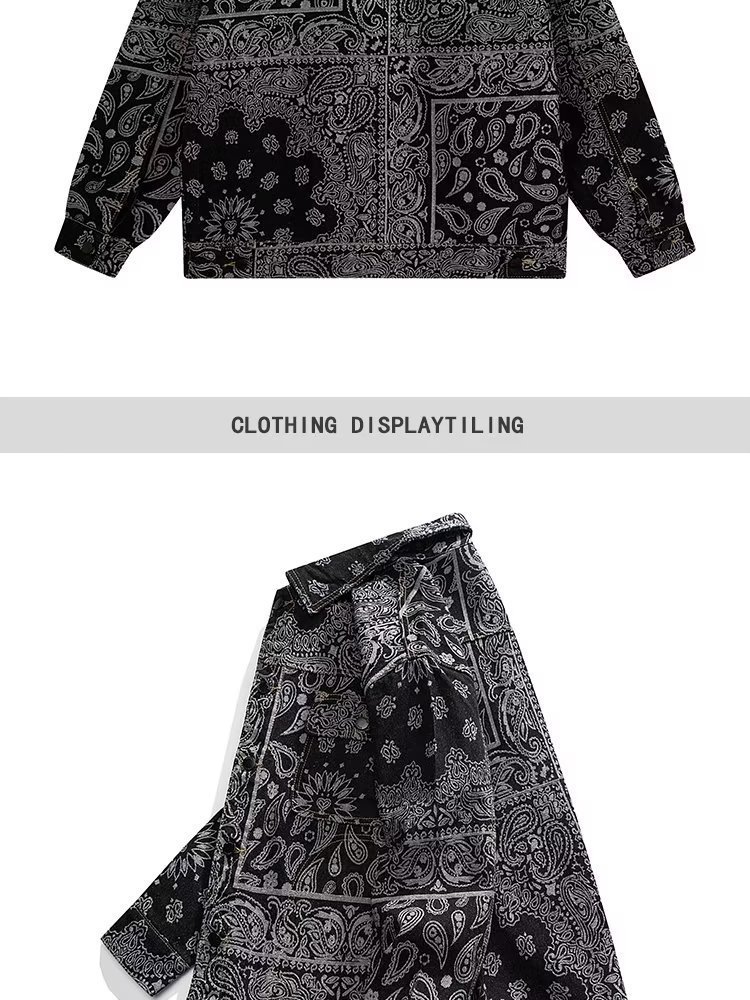 Retro Hong Kong Style Men's Denim Jacket Full Print Cashew Flower Trendy Brand Casual Jacquard Jacket For Spring And Autumn High End Cool_viptrois.com