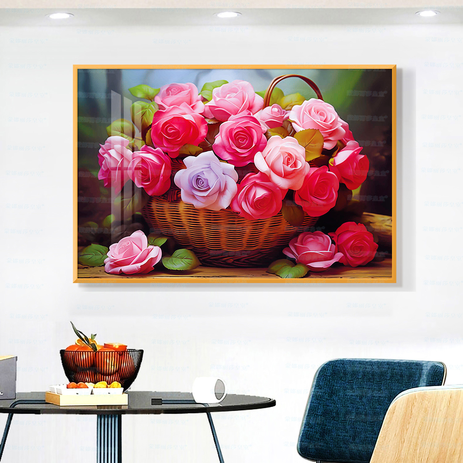 Mona Lisa real bordado cruzado una cesta de rosas actualizada nueva decoración floral simple bordado a mano image 6