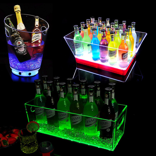 Manufacturer Bar Ice Bucket Acrylic LED Luminous KTV Champagne Cocktail Bucket Beer Plastic Wine Box
