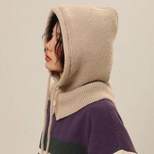 韩国巴拉克拉法帽子女冬季保暖帽子围脖一体情侣款护耳毛线针织帽