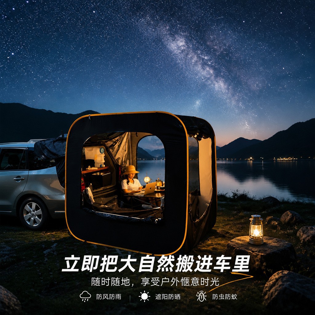 Cross-border new pop-up foldable portable outdoor camping car tail tent waterproof sunshade SUV camping