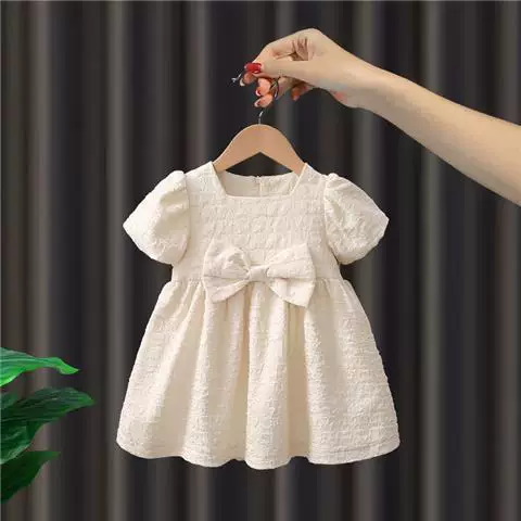 Летнее платье, летняя одежда, длинная юбка девочки, маленький наряд принцессы, средней длины, с коротким рукавом