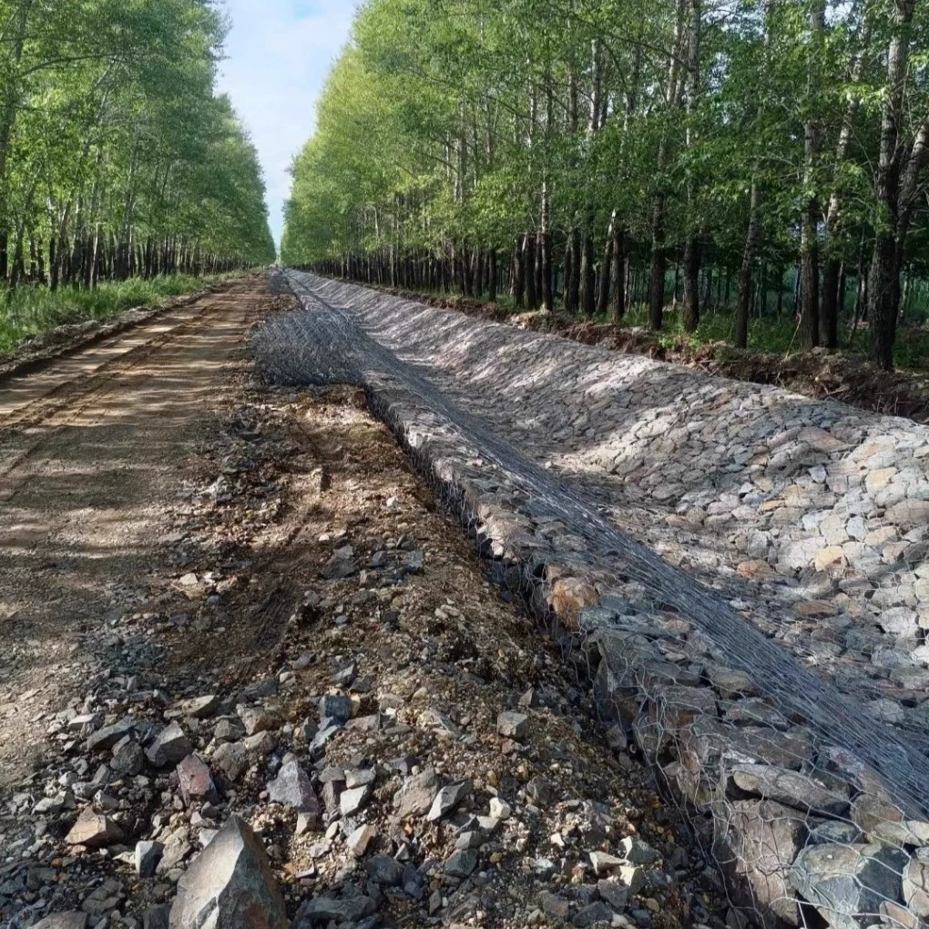 Оцинкованная свинцовая габионная сетка для защиты склонов, речная габионная сетка для защиты от наводнений, зеленый габионный мат и мат Renolit.