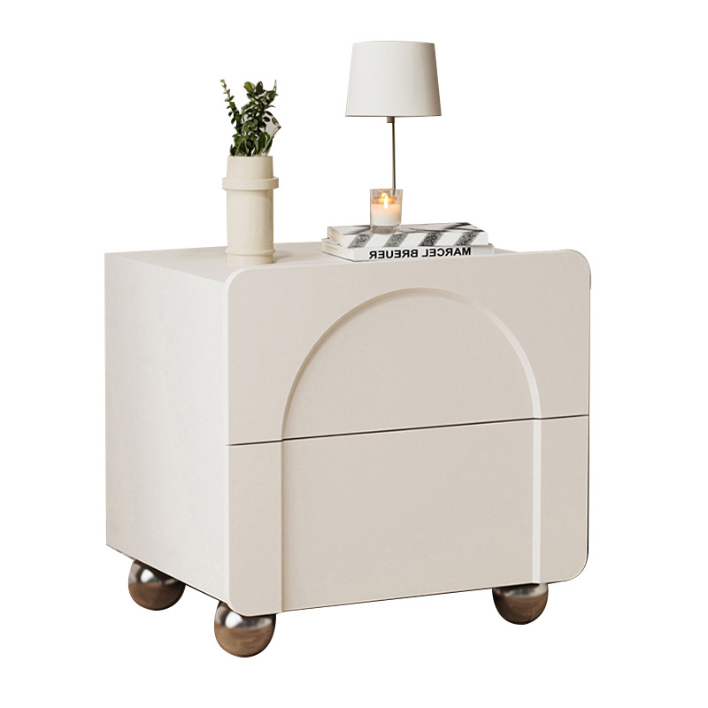 Mesita de noche de estilo crema Dormitorio doméstico Madera maciza Pequeña celebridad neta Casilla de almacenamiento de cabecera moderna simple creativa Armario de almacenamiento