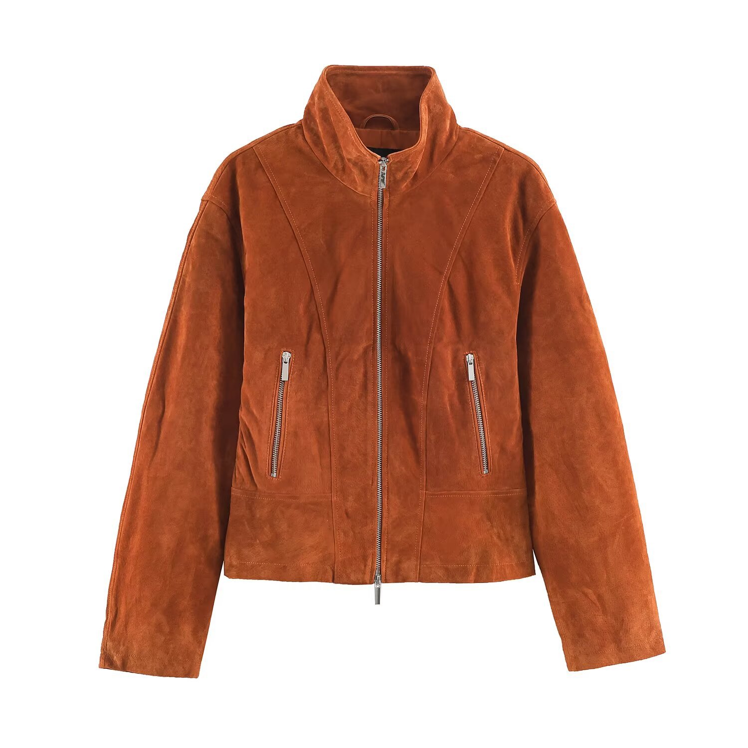Cross-border women's clothing 2026 autumn/winter new style, slim fit, versatile long-sleeved stand collar casual jacket, 3046260