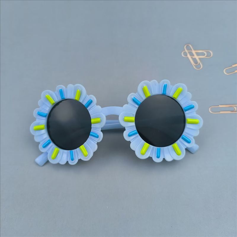 All Seasons Season Cute Novelty Sweet Flower Ac UV400 Protection Tinted Lenses Round Frame Full Frame Kids Sunglasses