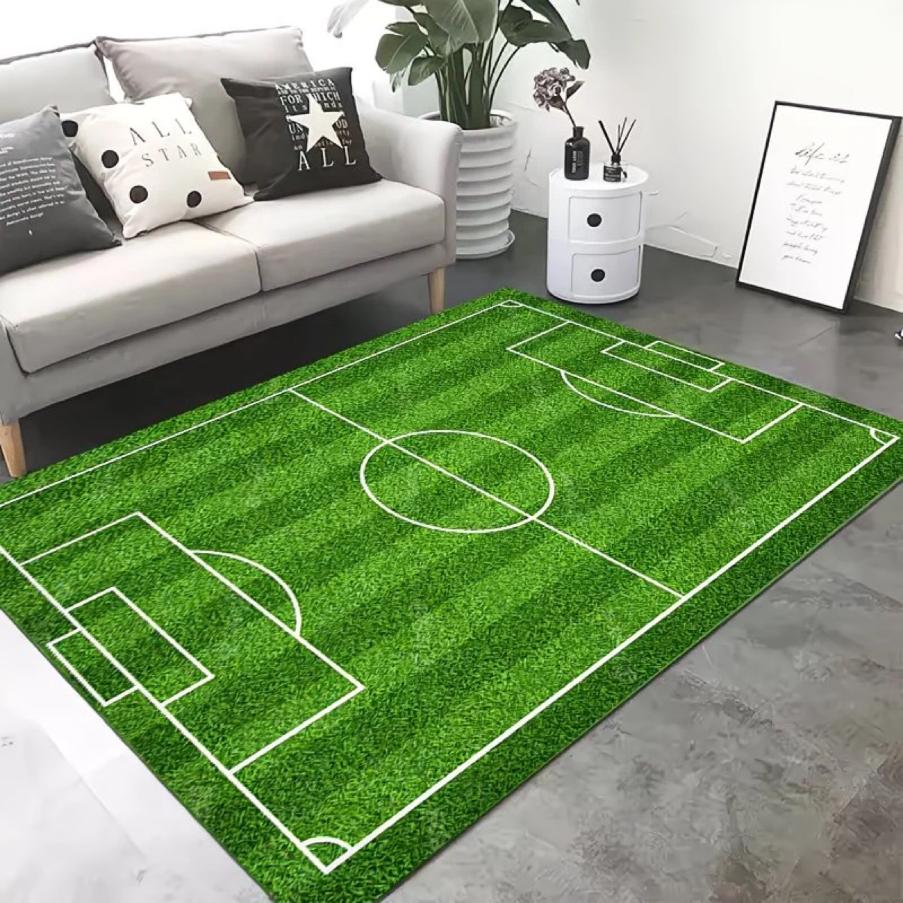 Alfombra de fútbol verde de cristal transfronteriza sala de estar dormitorio área de juegos para niños decoración de fanáticos de fútbol