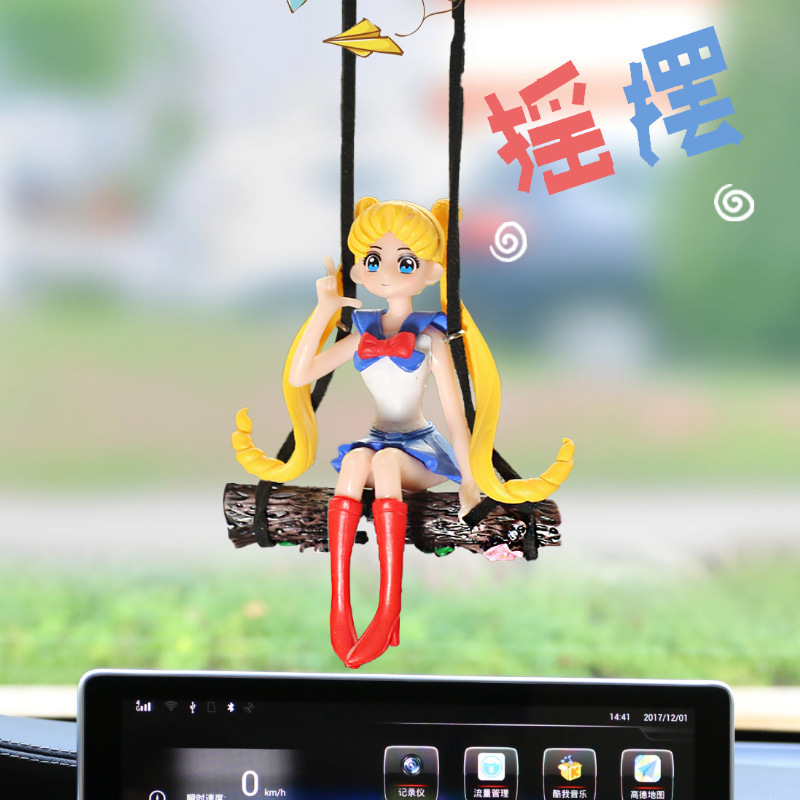 Colgante de coche de celebridades de Internet, colgante de coche, espejo retrovisor interior, decoración colgante, hermosa niña de Hatsune, lindo Douyin