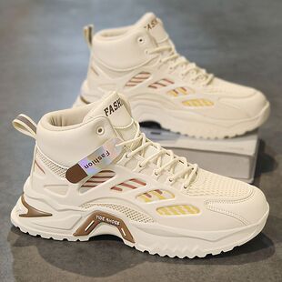 Men's Shoes Summer 2025 New Youth Sports Shoes Casual High-Top Breathable Mesh Heightening Dad Versatile Trendy Shoes