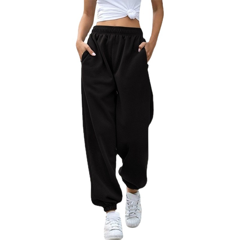 Europa y América transfronteriza estilo caliente de las mujeres Amazon moda de cintura alta forrado de lana de ocio deportes Joker Pantalones