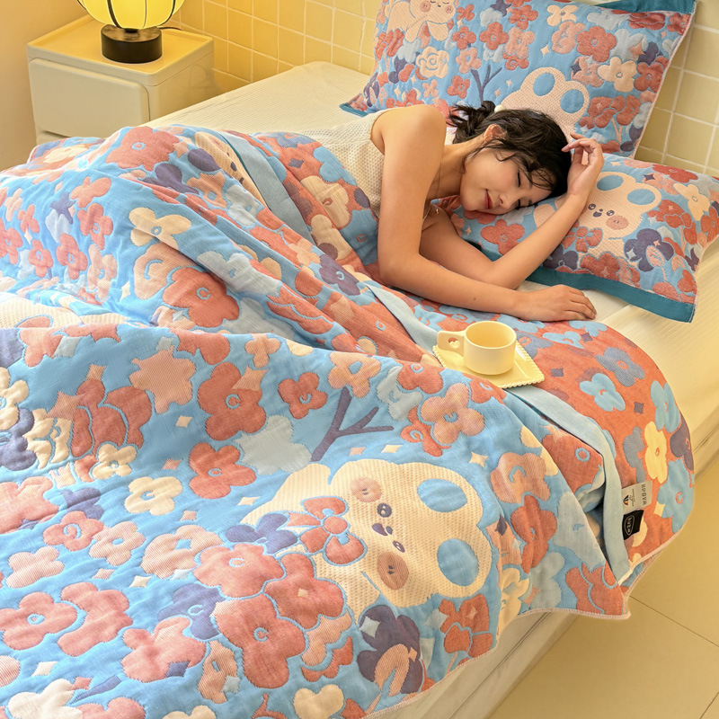 Manta de gasa de tres capas, aire acondicionado, sofá, manta, manta para la siesta, manta, edredón de toalla de descanso para cama, juego de tres piezas de verano
