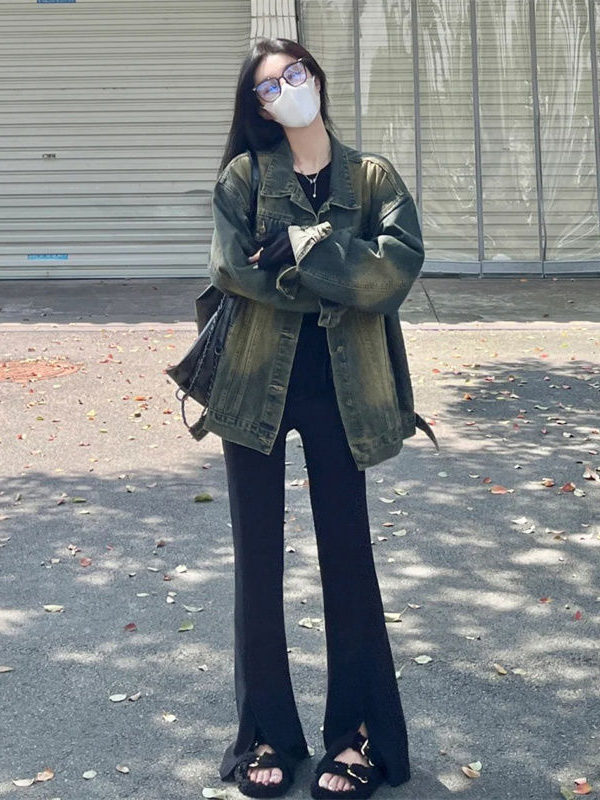美式复古牛仔外套女春秋2025年秋季新款宽松设计慵懒休闲夹克上衣|undefined
