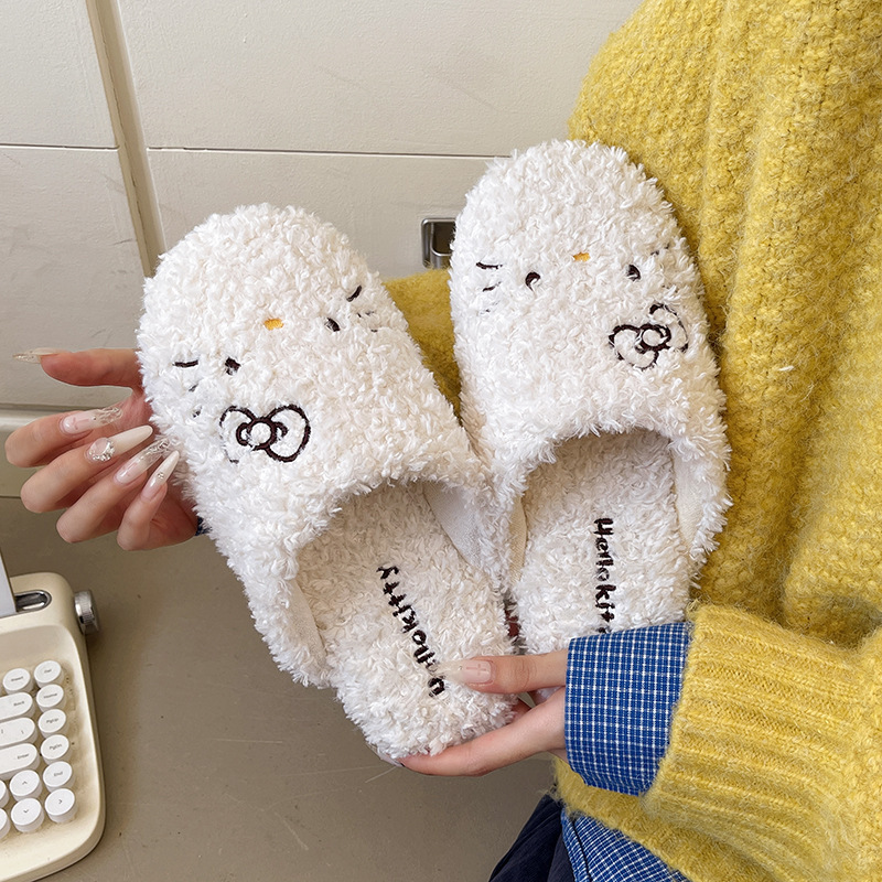 奇丹鞋厂卡通棉拖鞋女秋冬季可爱居家室内保暖防滑日式静音毛拖鞋|undefined