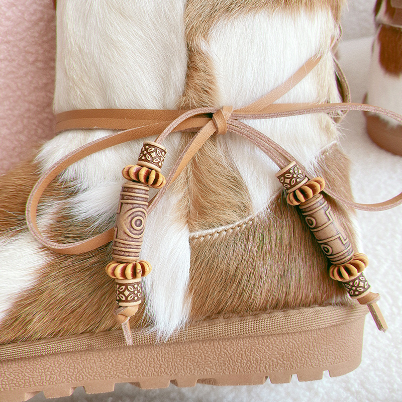 Warm Women's Snow Boots With Sheep Fur Lining And Waterproof Sole_voghion.com