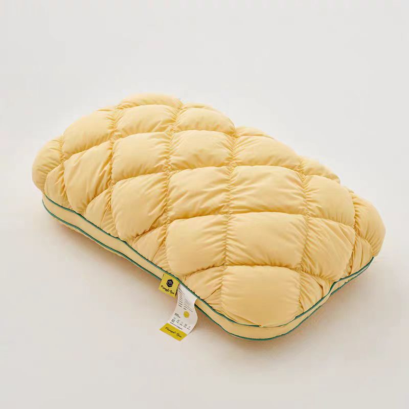 Cotton sweat-absorbent breathable rebound children's pineapple mesh pillow student neck protection feather velvet pillow Cotton sweat-absorbent breathable rebound children's pineapple mesh pillow student neck protection feather velvet pillow