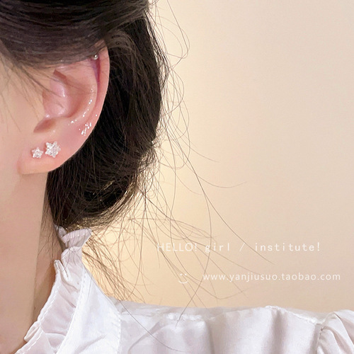 Exquisite five-pointed star zircon earrings for women to sleep without taking off, earrings for ear piercing, ear sticks, mini ear accessories