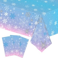 新商品の雪花パーティーのテーブルクロスの青い紫色の雪花の誕生日パーティーの使い捨て装飾peテーブルクロス用品