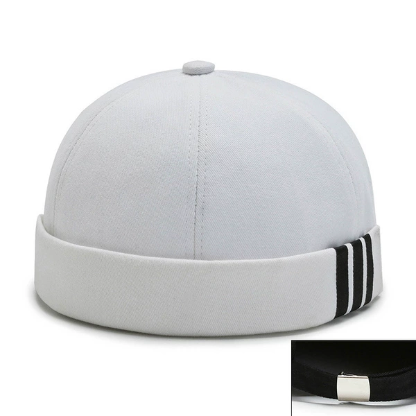 Printed three stripes white - silver buckle