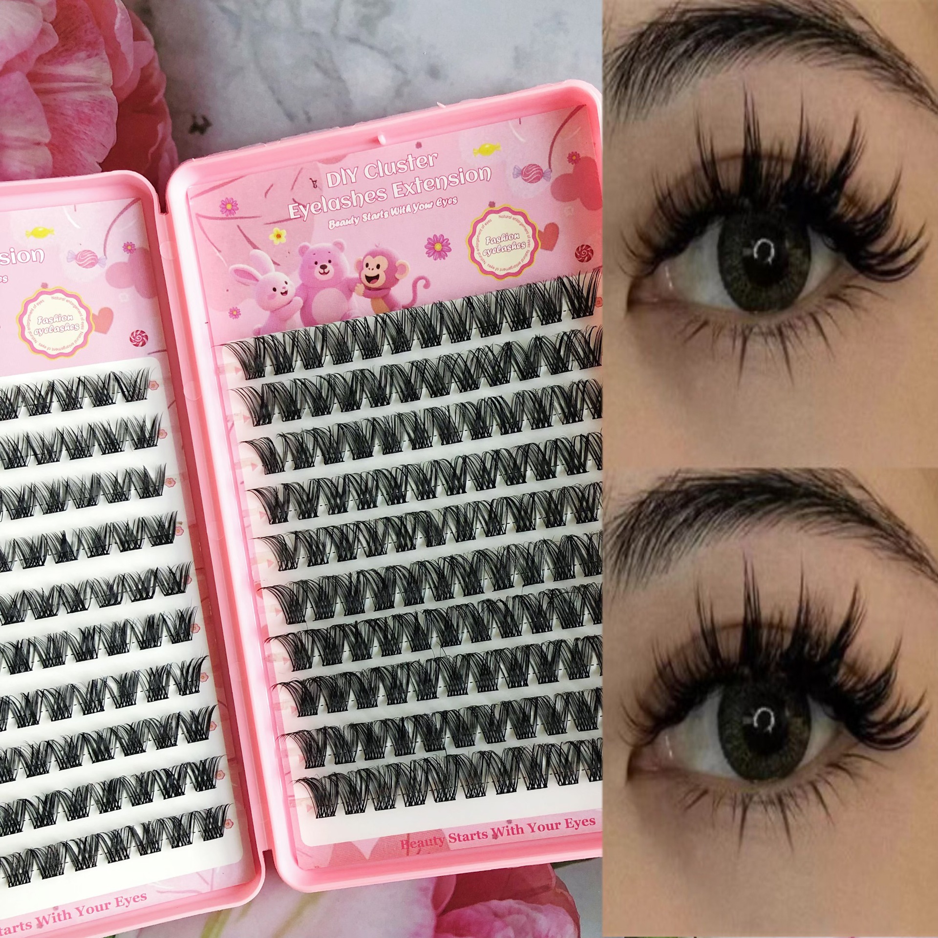 Transfronterizas pestañas falsas 30 - 100D comercio exterior caja de pestañas gruesas con pinzas de pegamento conjunto de pestañas falsas