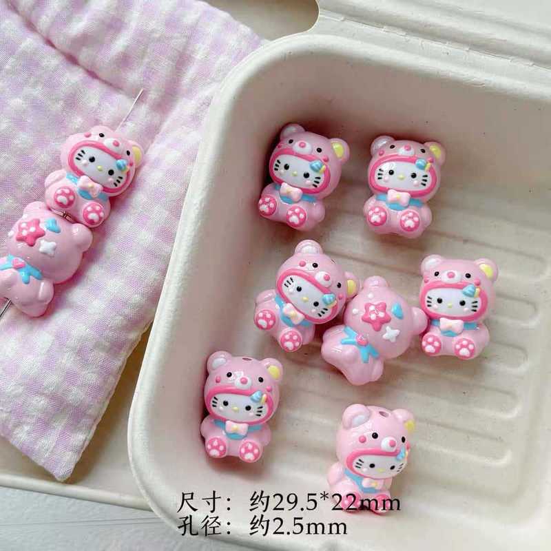 重工可爱手绘卡通立体kt猫公仔串珠DIY手机链散珠材料饰品配件|undefined