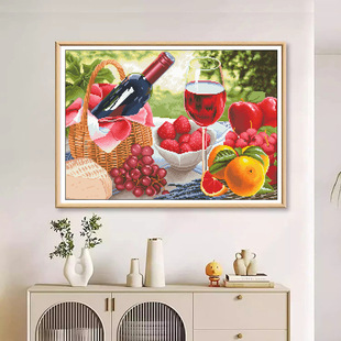 Cross Stitch Manufacturer Douyin Kuaishou Xiaohongshu Dropshipping 2025 New Line Embroider Restaurant Fruit Wine Glass Embroider