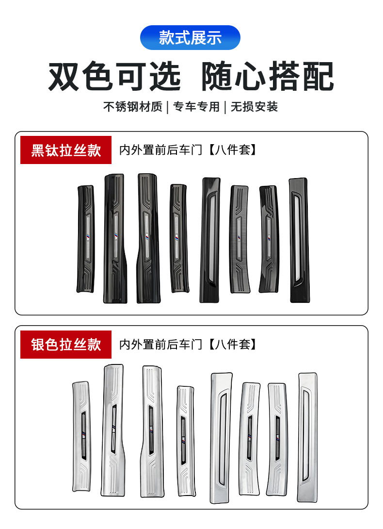 Suitable for 16-25 Models of Bmw New X1 Door Sill Strips, Welcome Pedal Protection, Door Sill Anti-Kick Interior Modification Rear Guard Plate
