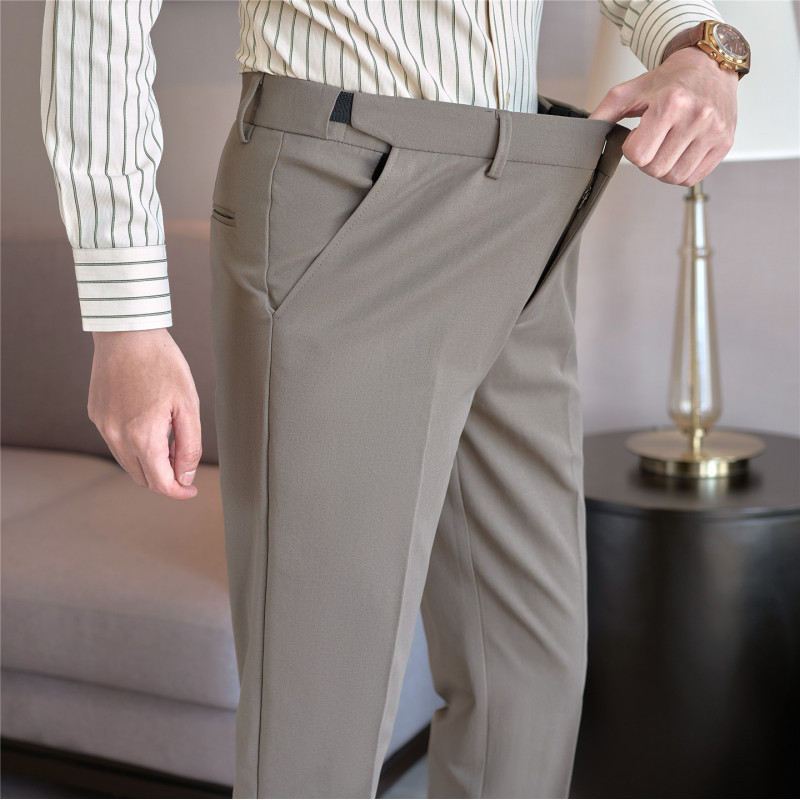 Special Manufacturer Wholesale Men's Casual Pants with Invisible Elastic Waist, Comfortable Micro-Elastic Small Straight Pants, Quality Men's Pants