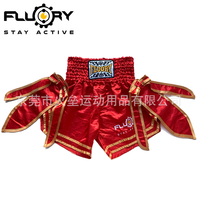 FLUORY Fire Thai Boxing Shorts Sanda Fighting Pants Boxer Pants Men's and Women's Training Competition