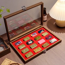 胡桃木纹高端防尘大容量防风火机展示架收藏箱展览 打火机收纳盒