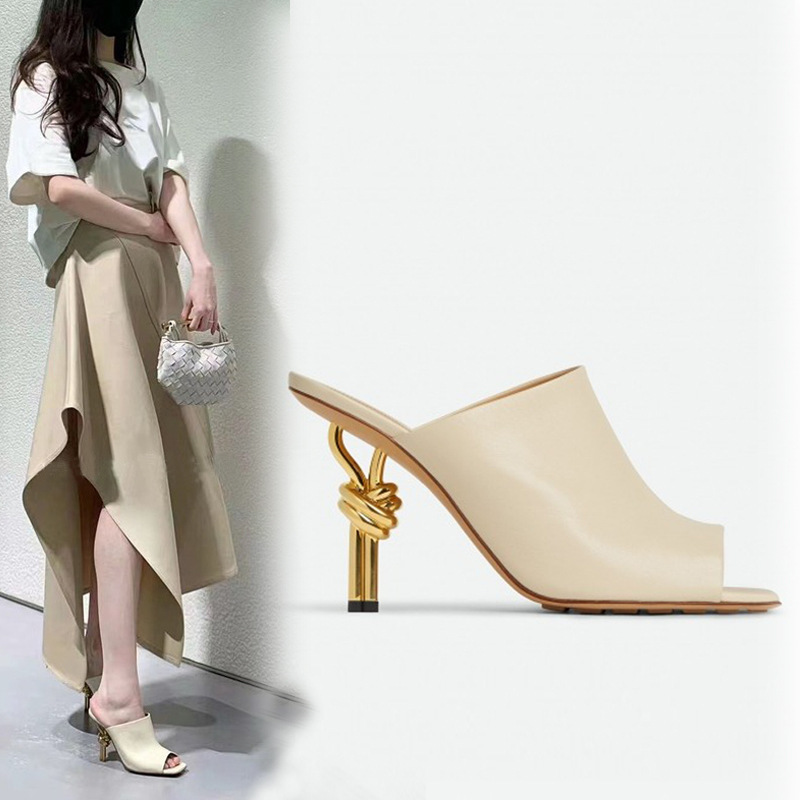Sexy Square Toe Fishmouth Metallic Shaped Heel Twister Slipper High Heel Sandals Open Toe Fashionable Sandals for plus size Outfit Sexy Square Toe Fishmouth Metallic Shaped Heel Twister Slipper High Heel Sandals Open Toe Fashionable Sandals for plus size Outfit