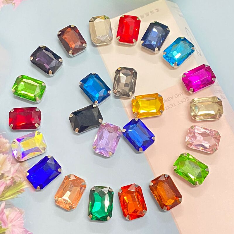 Factory wholesale hand sewing drill long square octagonal claw drill mahjong all white K wedding accessories handmade materials DIY with hole drill Factory wholesale hand sewing drill long square octagonal claw drill mahjong all white K wedding accessories handmade materials DIY with hole drill