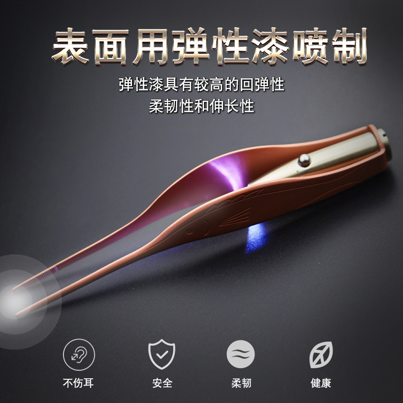 Manufacturer's illuminated visible ear spoon children's earwax digging ear spoon tweezers for ear picking ear care tools with light ear spoon