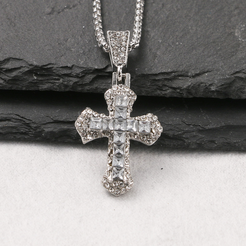 Multicolor Cross-White/Square Pearl Chain 70cm