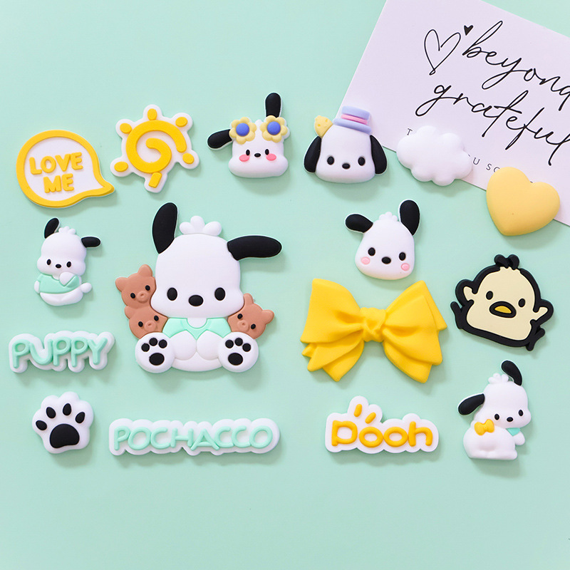 IPAD皮套配件可爱卡通坐立小白帕恰狗手机壳PVC软胶英文字母puppy