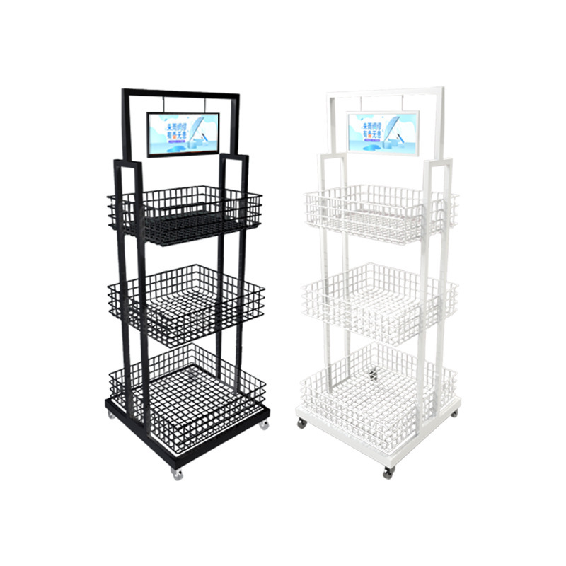 名创三层促销小货架化妆品店铺展示架移动置物架商超可移动带滑轮|undefined
