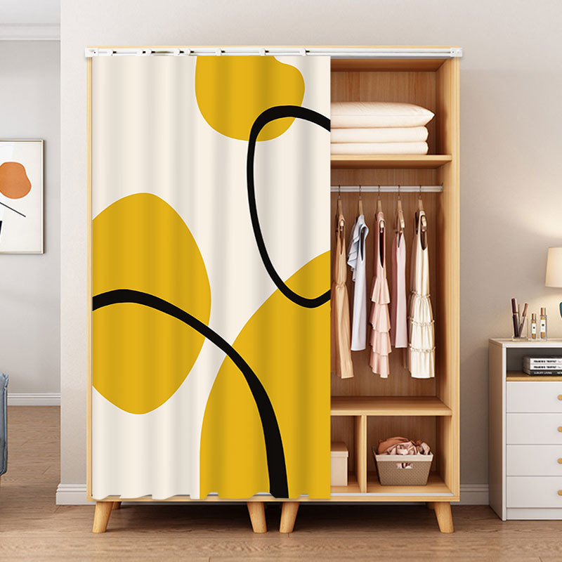 Cabinet wardrobe covering curtain cabinet curtain dust-proof curtain ugly curtain punch-free curtain paste slide rail cloth curtain door covering cabinet curtain Cabinet wardrobe covering curtain cabinet curtain dust-proof curtain ugly curtain punch-free curtain paste slide rail cloth curtain door covering cabinet curtain