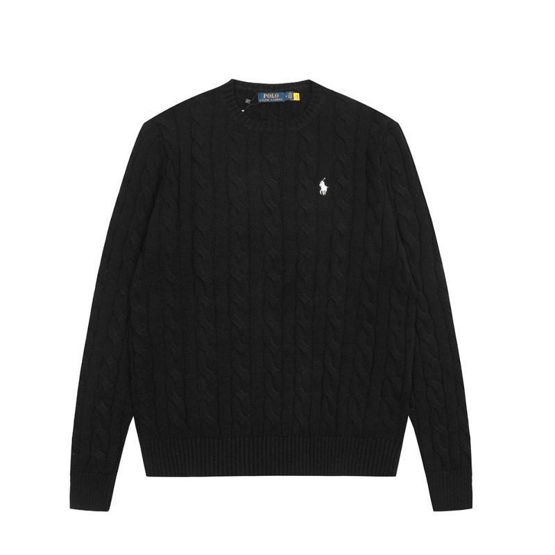 跨境拉夫劳伦Ralph Lauren圆领纯色小马刺绣logo麻花针织毛衣|undefined