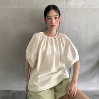 爱与南希十三行2025夏季韩系慵懒风棉质泡泡袖宽松套头小衫21274N