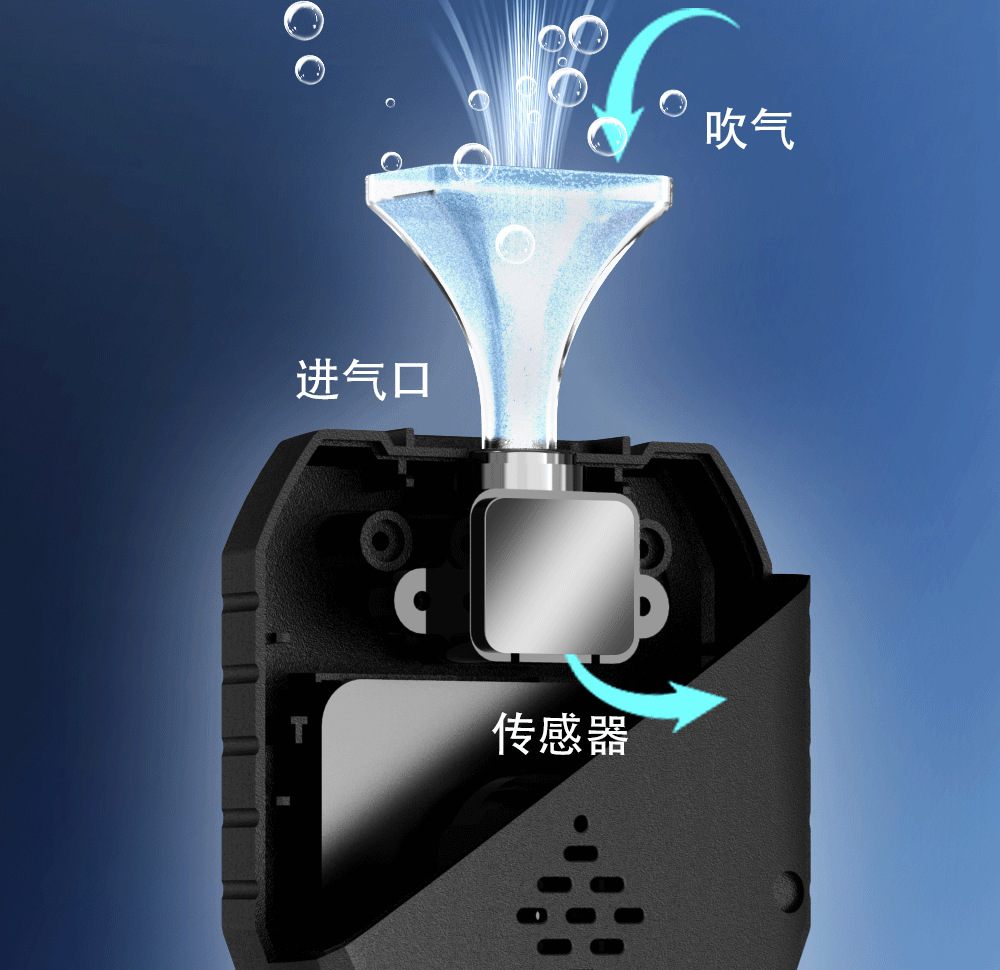 Car Alcohol Tester, Portable Vehicle-Mounted Air-Blow Alcohol Detector, High-Precision Digital Display Drunk Driving Measuring Device