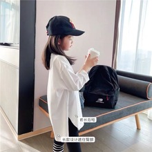 女童长袖T恤秋季2025新款儿童纯白开叉打底衫上衣洋气中大童内搭