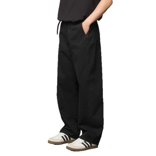 American Retroasu Style Washed Work Pants for Men - Autumn/Winter Old Money Style Straight Leg Casual Pants