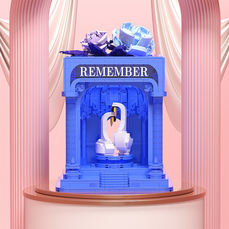 Compatible con bloques de construcción LEGO amor marca romántica flor eterna faro decoración rompecabezas montado juguete chica regalo