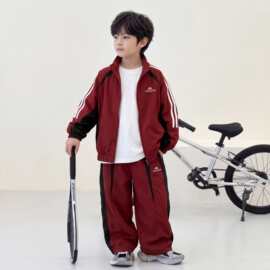2026秋季新款男童美式复古潮酷运动套装中大童休闲外套长裤两件套