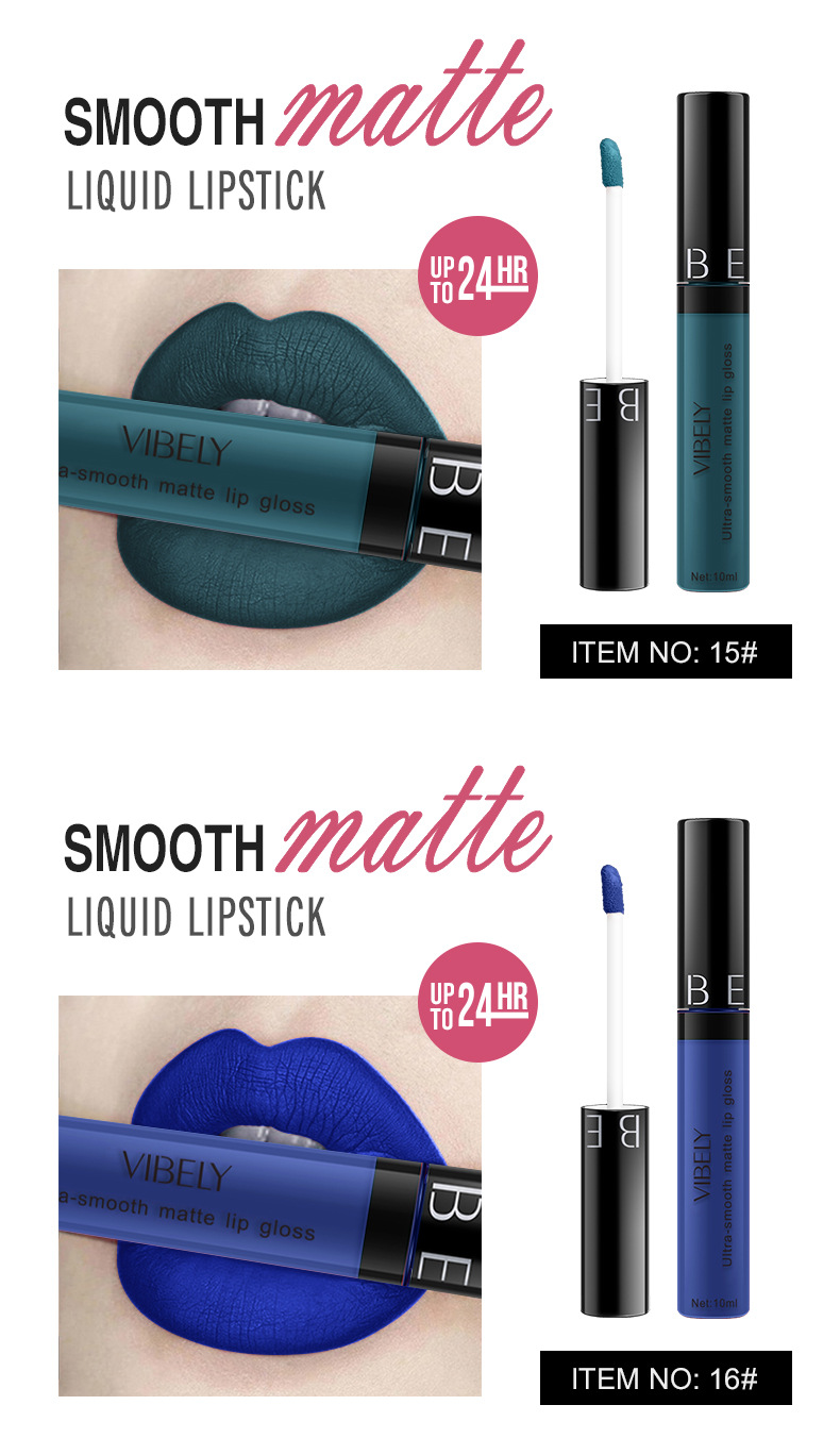 VIBELY Cross-border Makeup Amazon matte non-stick cup lip gloss Non-fading long-lasting liquid Lipstick Export version undefined