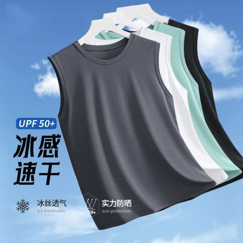 Cross-Border Southeast Asia Popular Men's Solid Color Mesh T-Shirt Sports Running Sleeveless Breathable Sweat-Absorbing Quick-Dry Top Cross-Border Southeast Asia Popular Men's Solid Color Mesh T-Shirt Sports Running Sleeveless Breathable Sweat-Absorbing Quick-Dry Top
