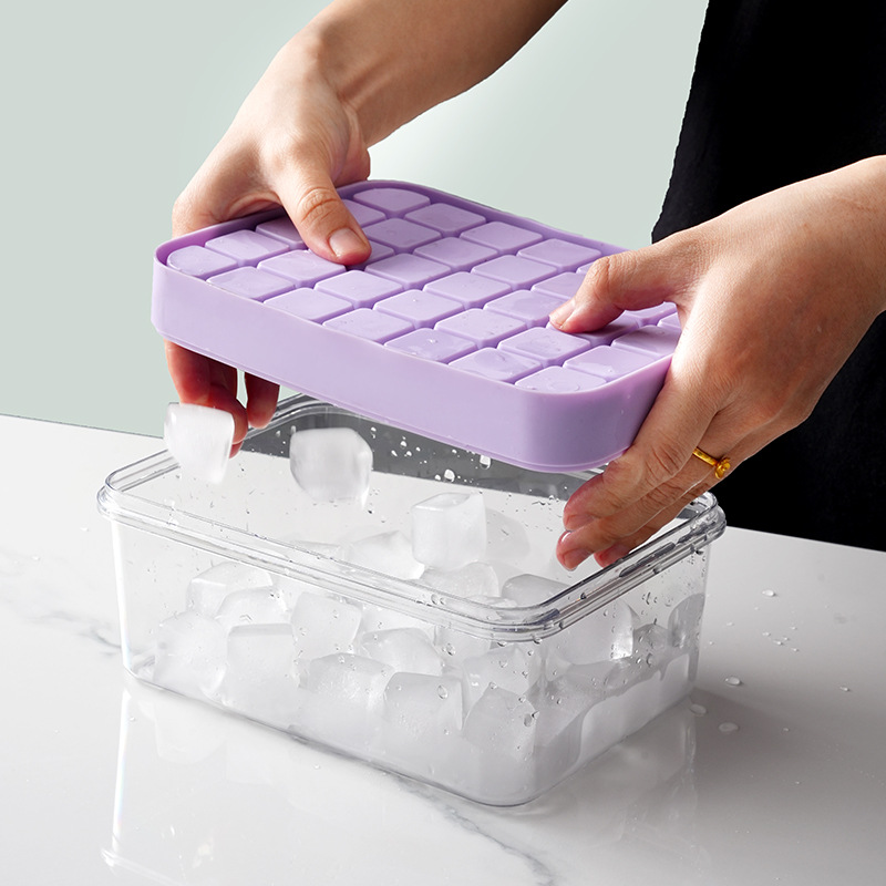 Grille de hielo molde de hielo prensado silicona hockey hielo caja de hielo de plástico refrigerador congelación caja de hielo especial transfronteriza grille de hielo