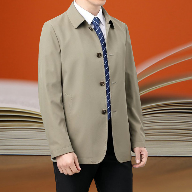 商务春秋新款中年男士外套薄款夹克爸爸男装中老年衣服短款男包邮