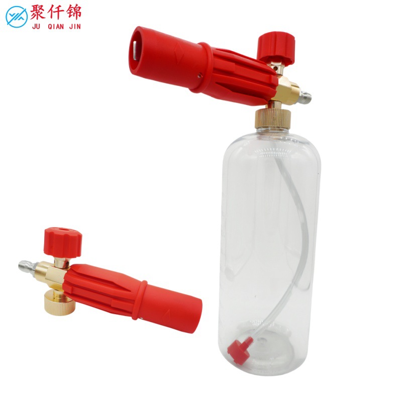 High-Pressure Cleaning Machine Red Transparent Foam Spray Bottle Pa Adjustable Household Pump Foam Cleaning Foam Spray Gun Nozzle